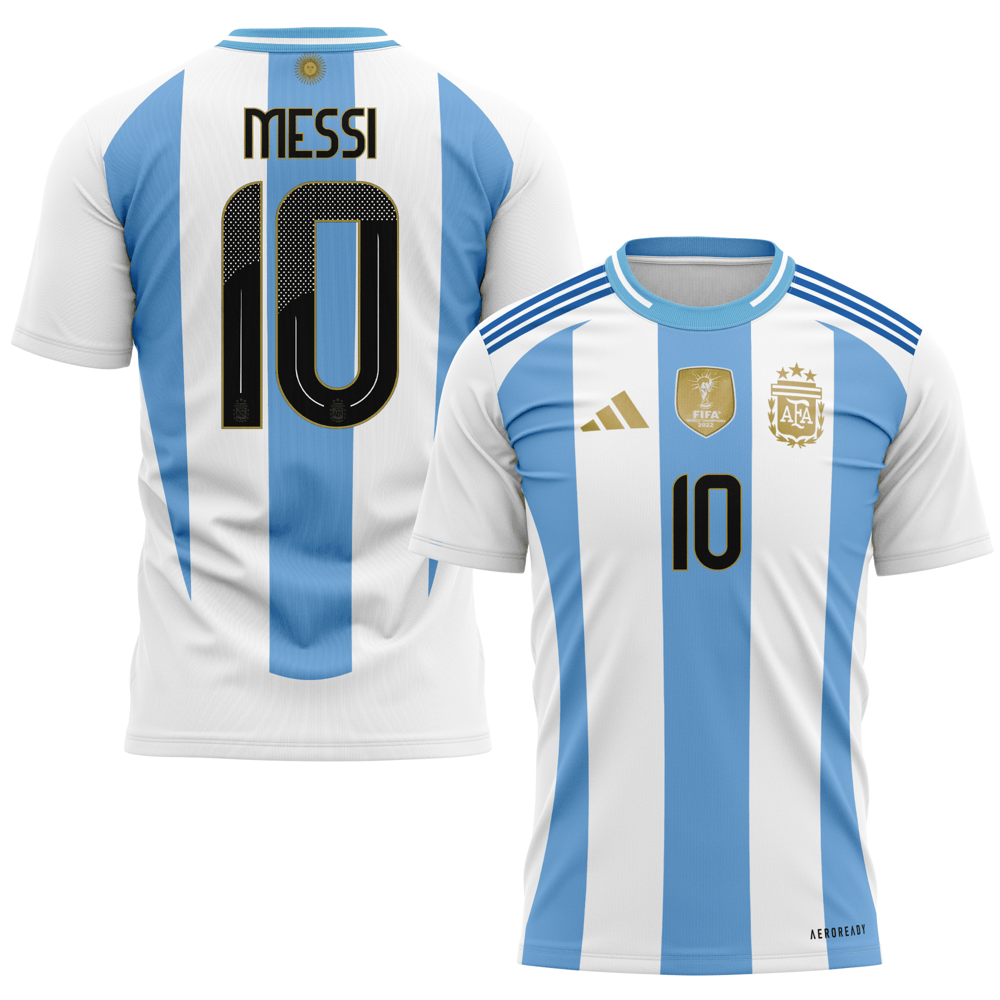 Lionel Messi 10 Argentina National Team 2024 Home Kits AOP T-shirt - White