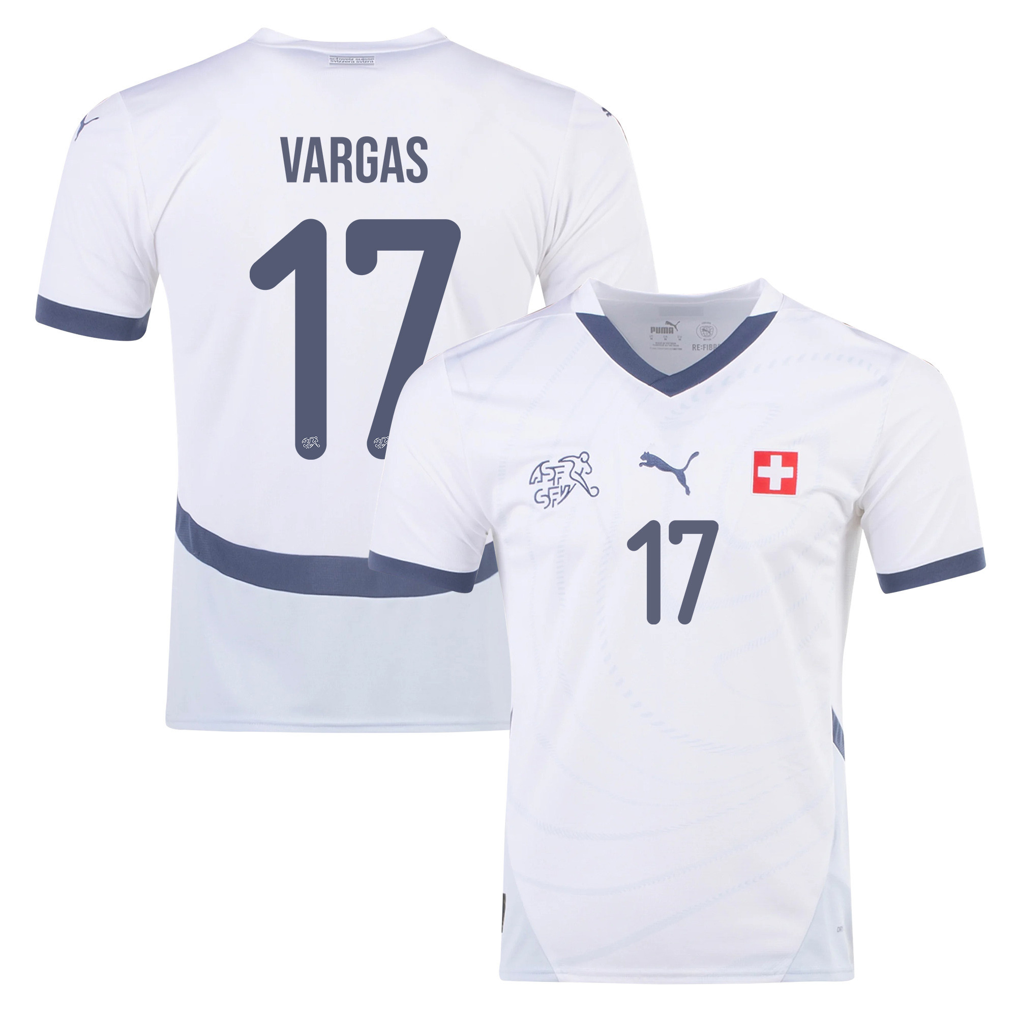 Ruben Vargas 17 Switzerland National Team 2024/25 Away Men Jersey - White