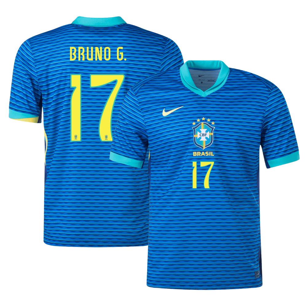 Bruno Guimarães 17 Brazil National Team 2024 Away Stadium Men Jersey - Blue