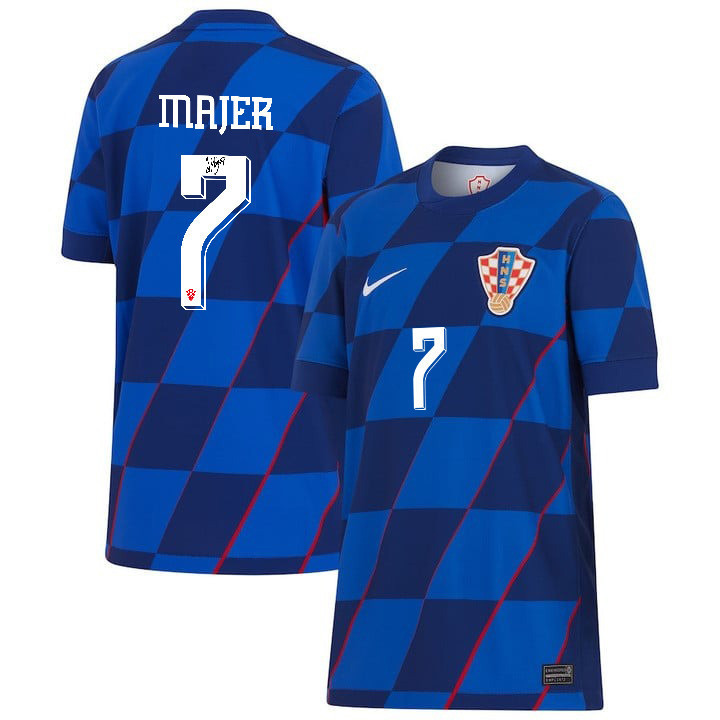 Lovro Majer 7 Signed Croatia National Team 2024 Away YOUTH Jersey Autographed - Navy