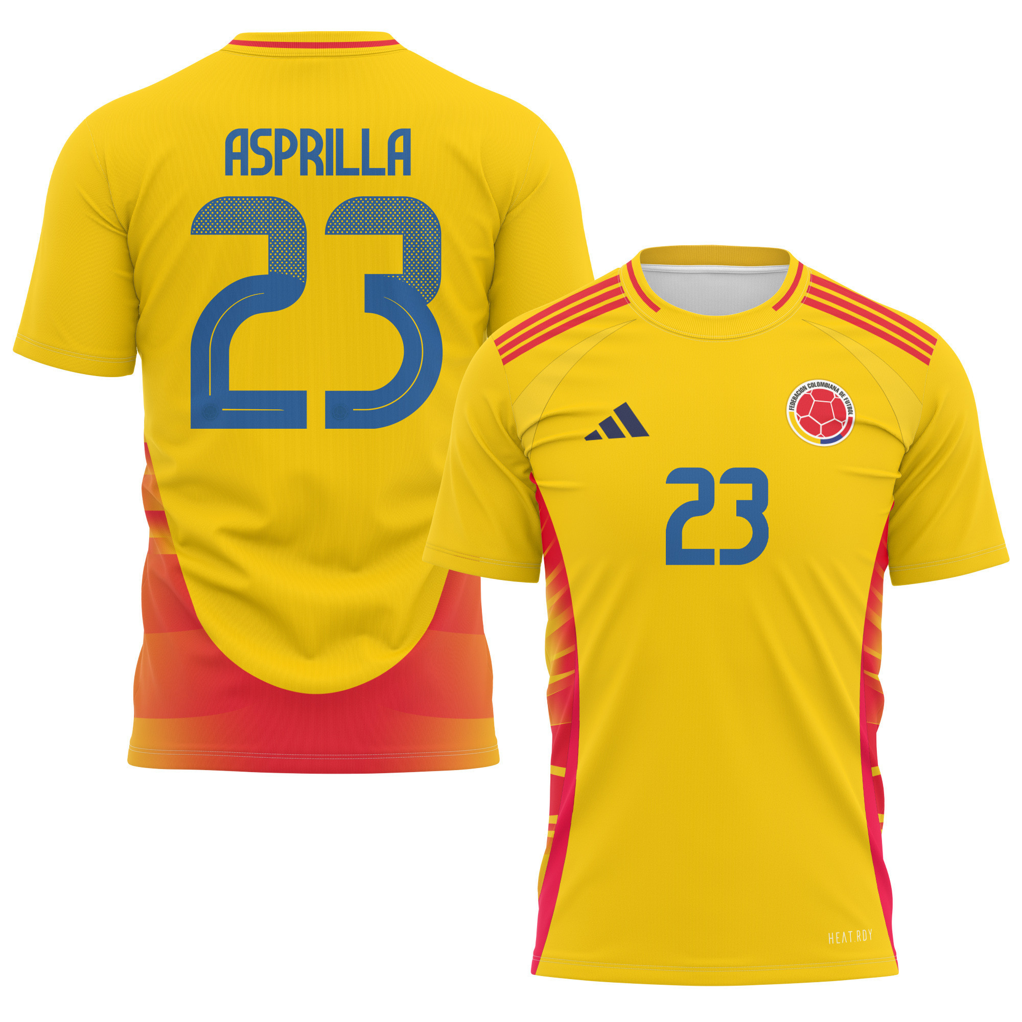 Yaser Asprilla 23 Colombia National Team 2024 Home Kits AOP T-shirt - Yellow