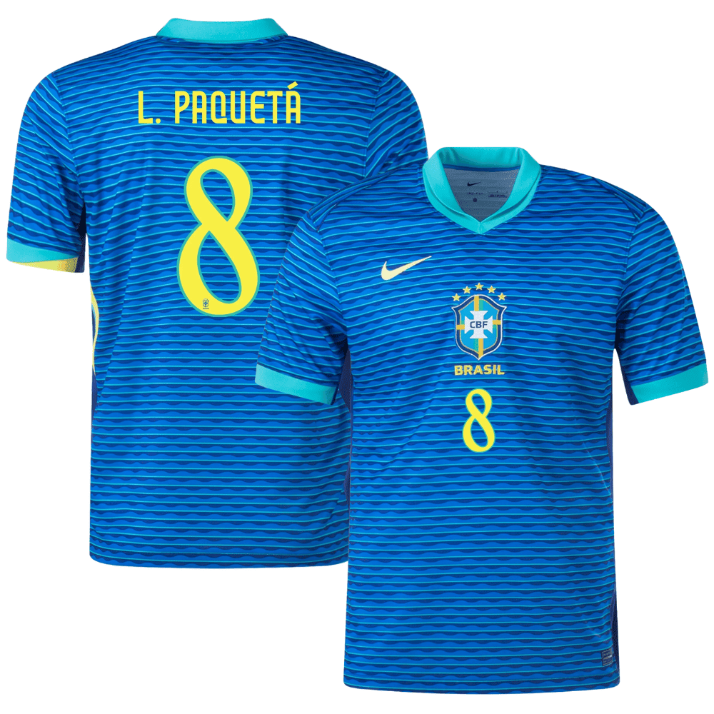 Lucas Paquetá 8 Brazil National Team 2024 Away Stadium Men Jersey - Blue