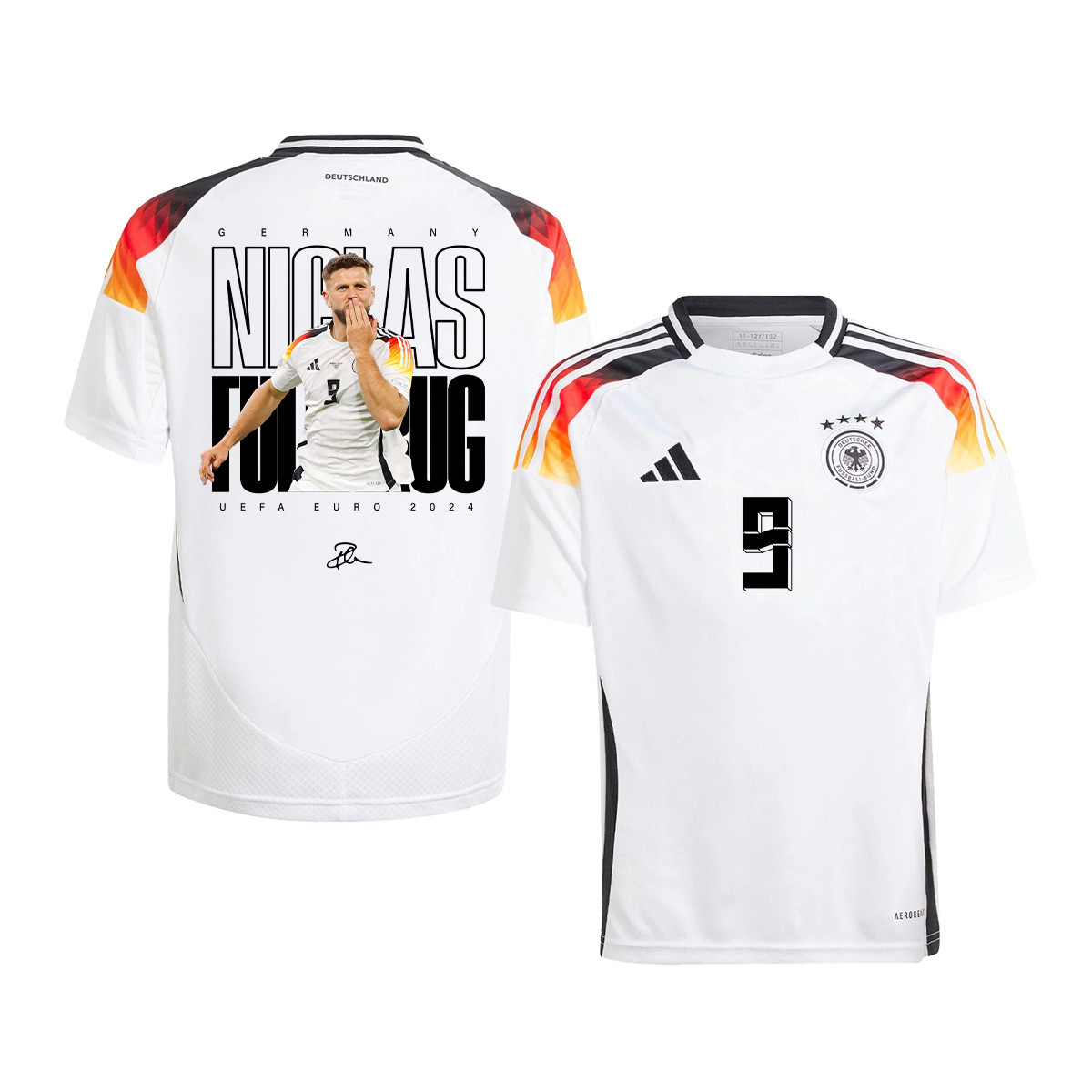 Niclas Füllkrug 9 Signed Goal Germany National Team 2024 Home YOUTH Jersey - White