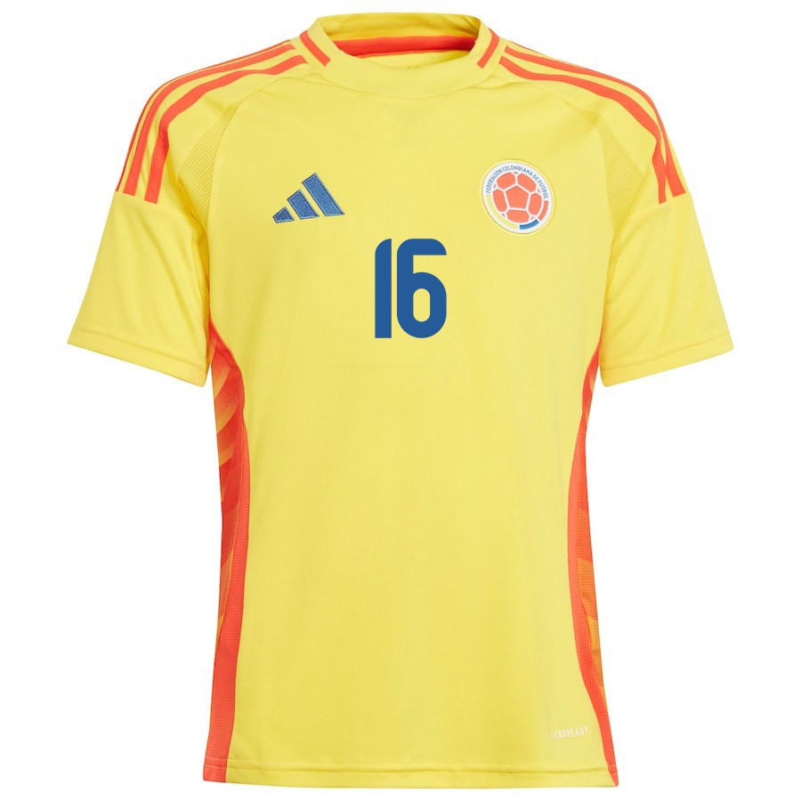Jefferson Lerma 16 Colombia National Team 2024/25 Home YOUTH Jersey - Yellow