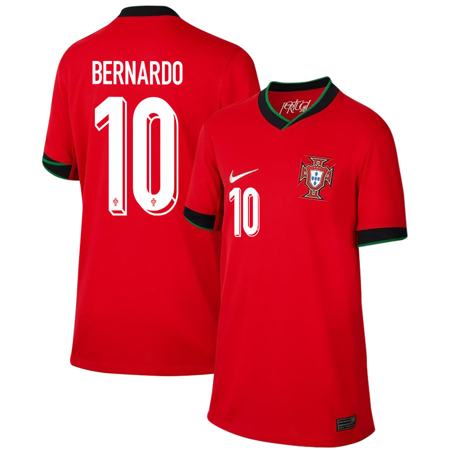 Bernardo Silva 10 Portugal National Team 2024/25 Home YOUTH Jersey - Red