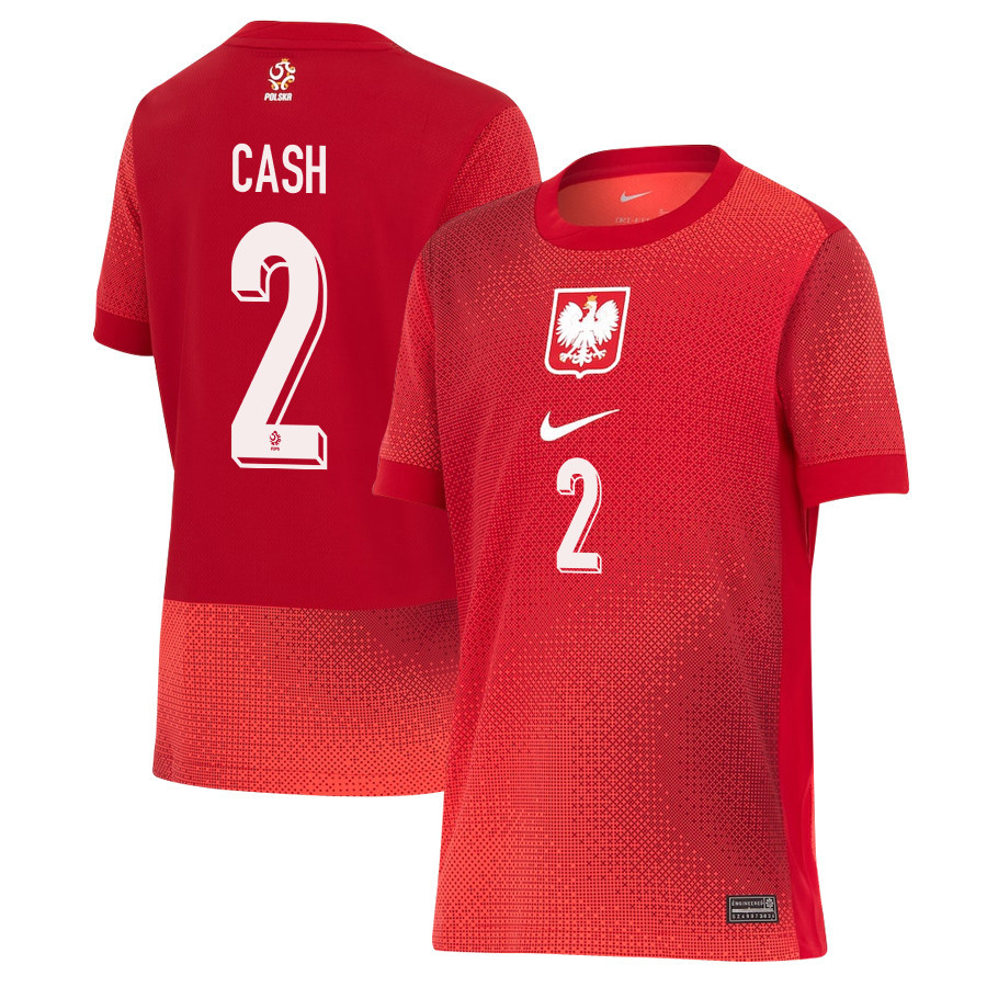 Matty Cash 2 Poland National Team 2024/25 Away YOUTH Jersey - Red