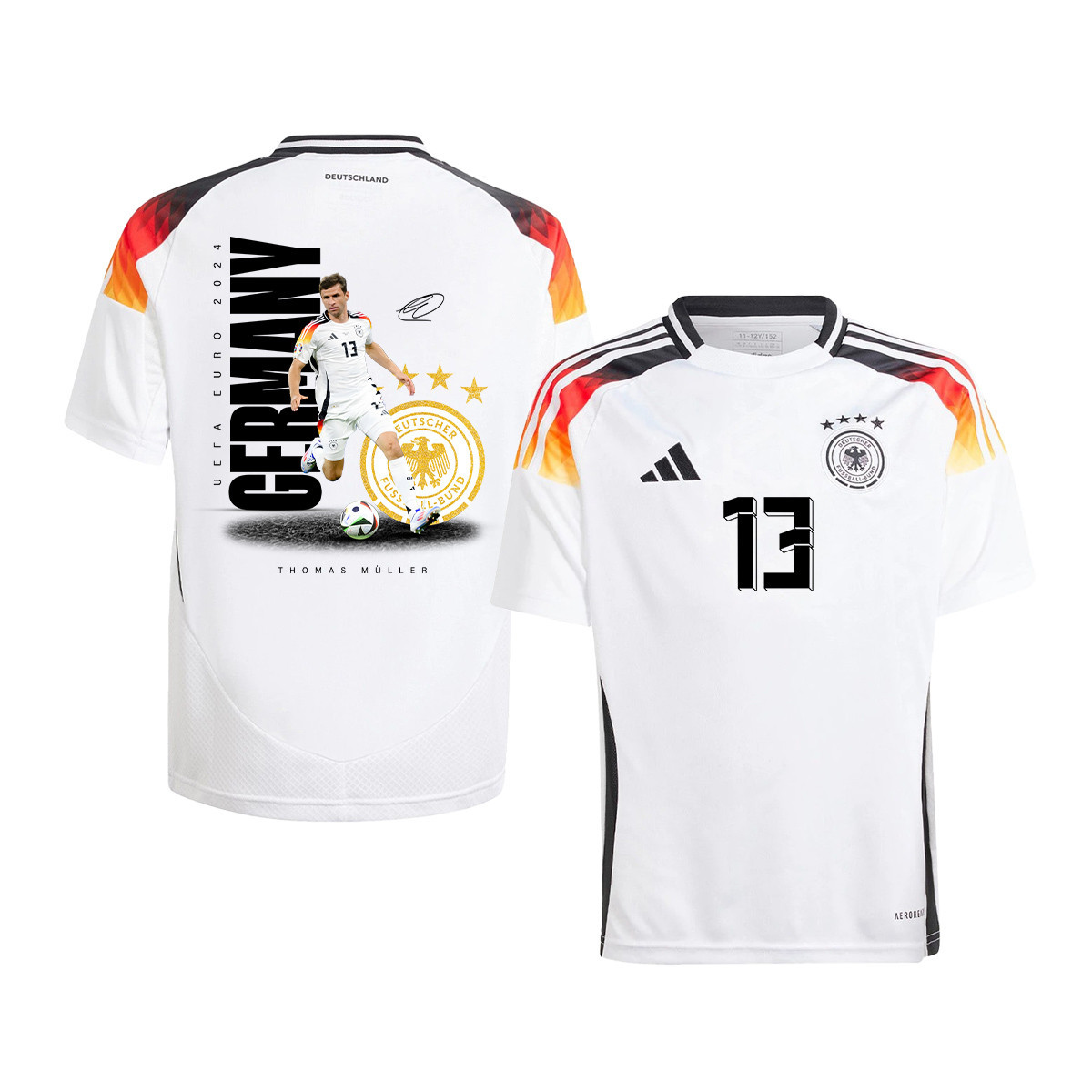Thomas Müller 13 Signed Iconic Germany National Team 2024 Home YOUTH Jersey - White
