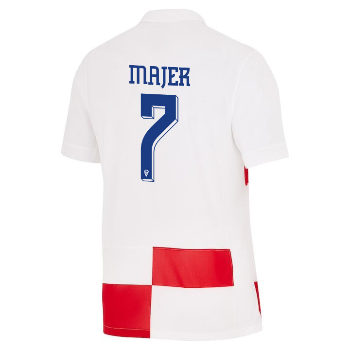 Lovro Majer 7 Croatia National Team 2024 Home Men Jersey - White