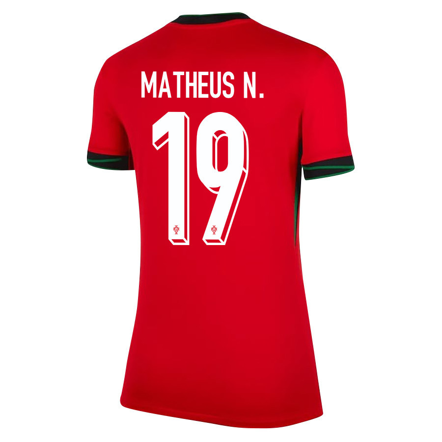 Matheus Nunes 19 Portugal National Team 2024/25 Home WOMEN Jersey - Red