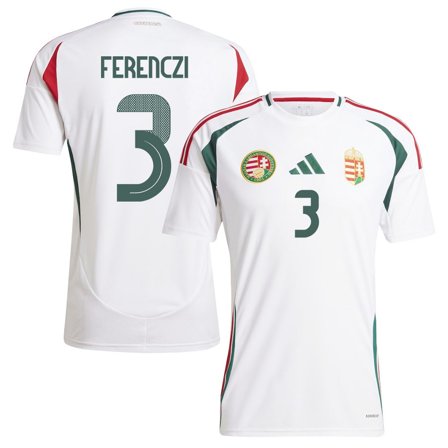 János Ferenczi 3 Hungary National Team 2024/25 Away Men Jersey - White