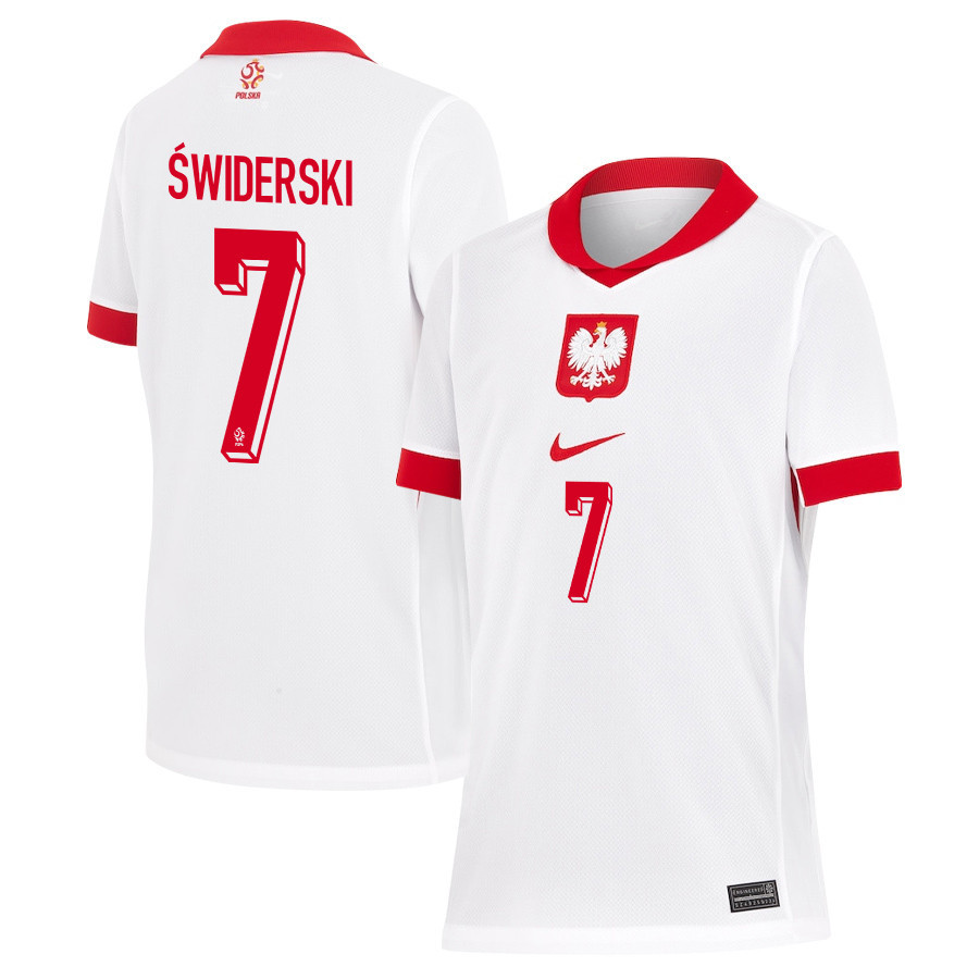 Karol Świderski 7 Poland National Team 2024/25 Home YOUTH Jersey - White