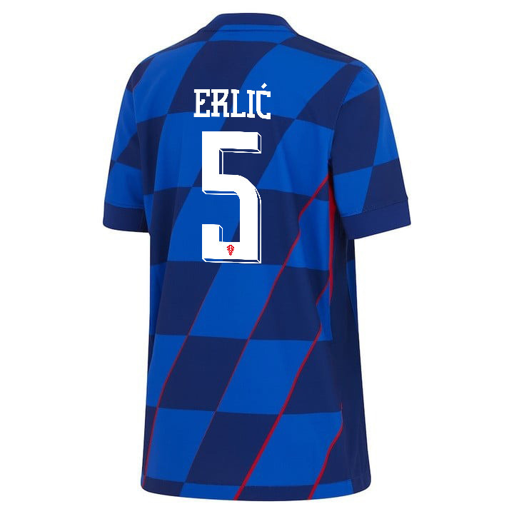 Martin Erlić 5 Croatia National Team 2024 Away YOUTH Jersey - Blue