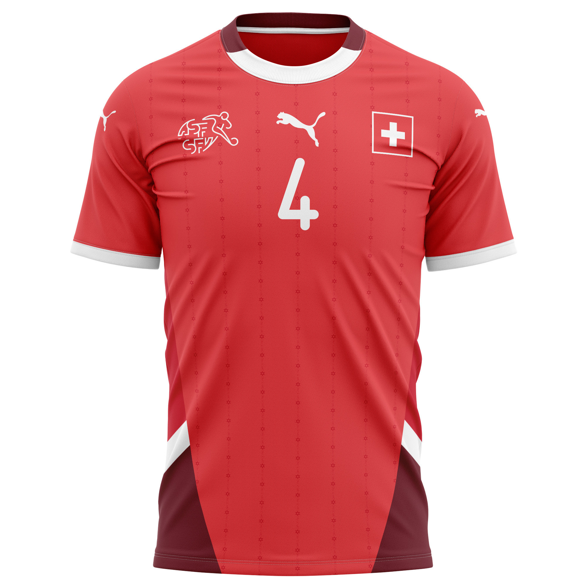 Nico Elvedi 4 Switzerland National Team 2024/25 Home Kits AOP T-shirt - Red