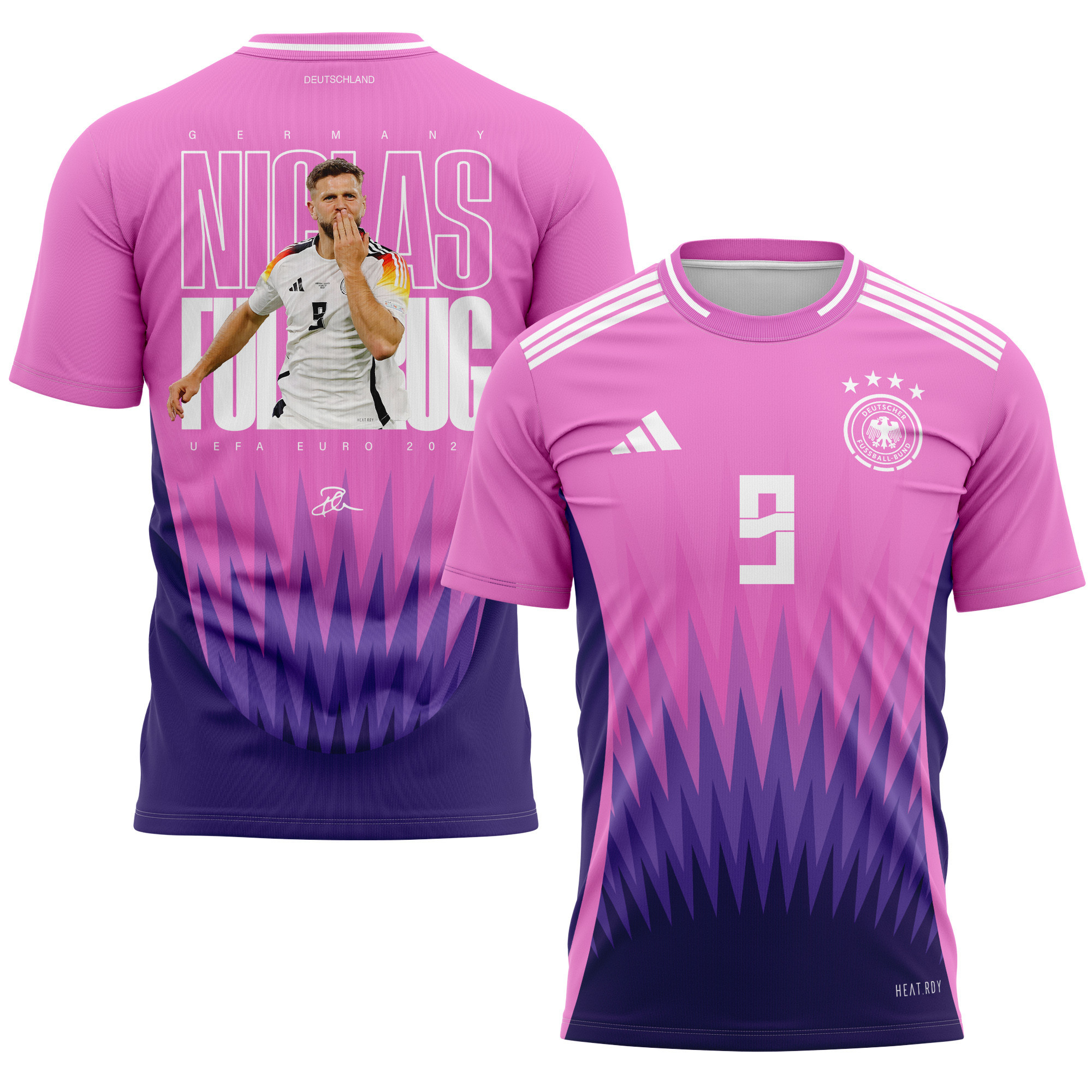 Niclas Füllkrug 9 Signed Goal Germany National Team 2024 Away Kits AOP T-shirt - Purple