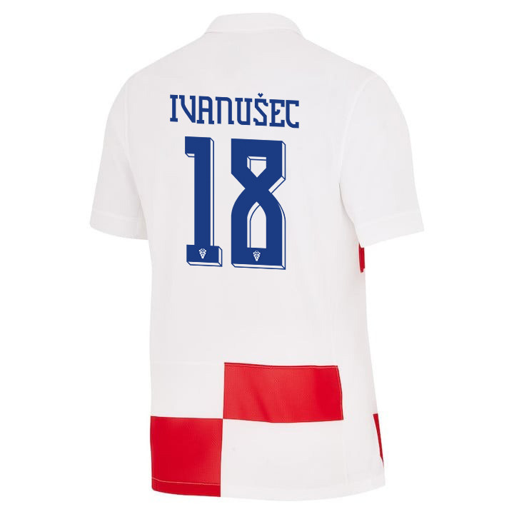 Luka Ivanušec 18 Croatia National Team 2024 Home Men Jersey - White