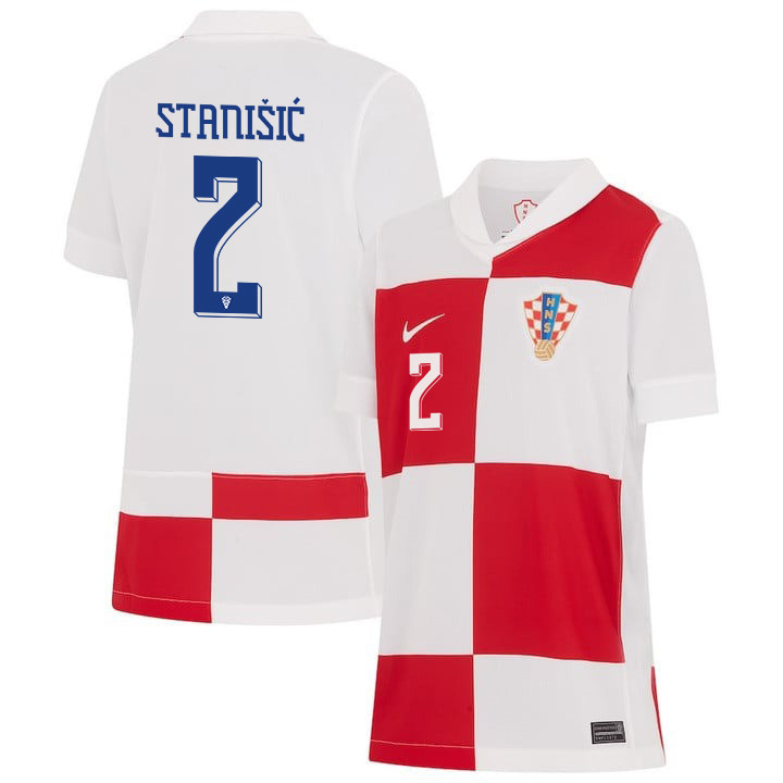 Josip Stanišić 2 Croatia National Team 2024 Home YOUTH Jersey - White
