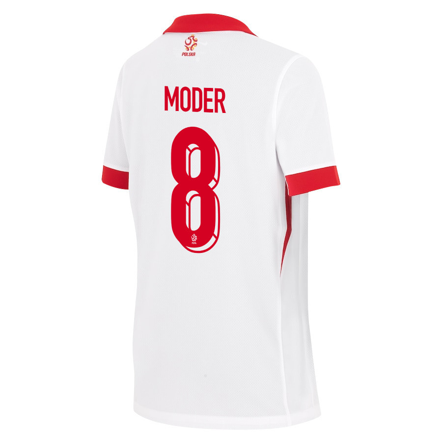 Jakub Moder 8 Poland National Team 2024/25 Home YOUTH Jersey - White