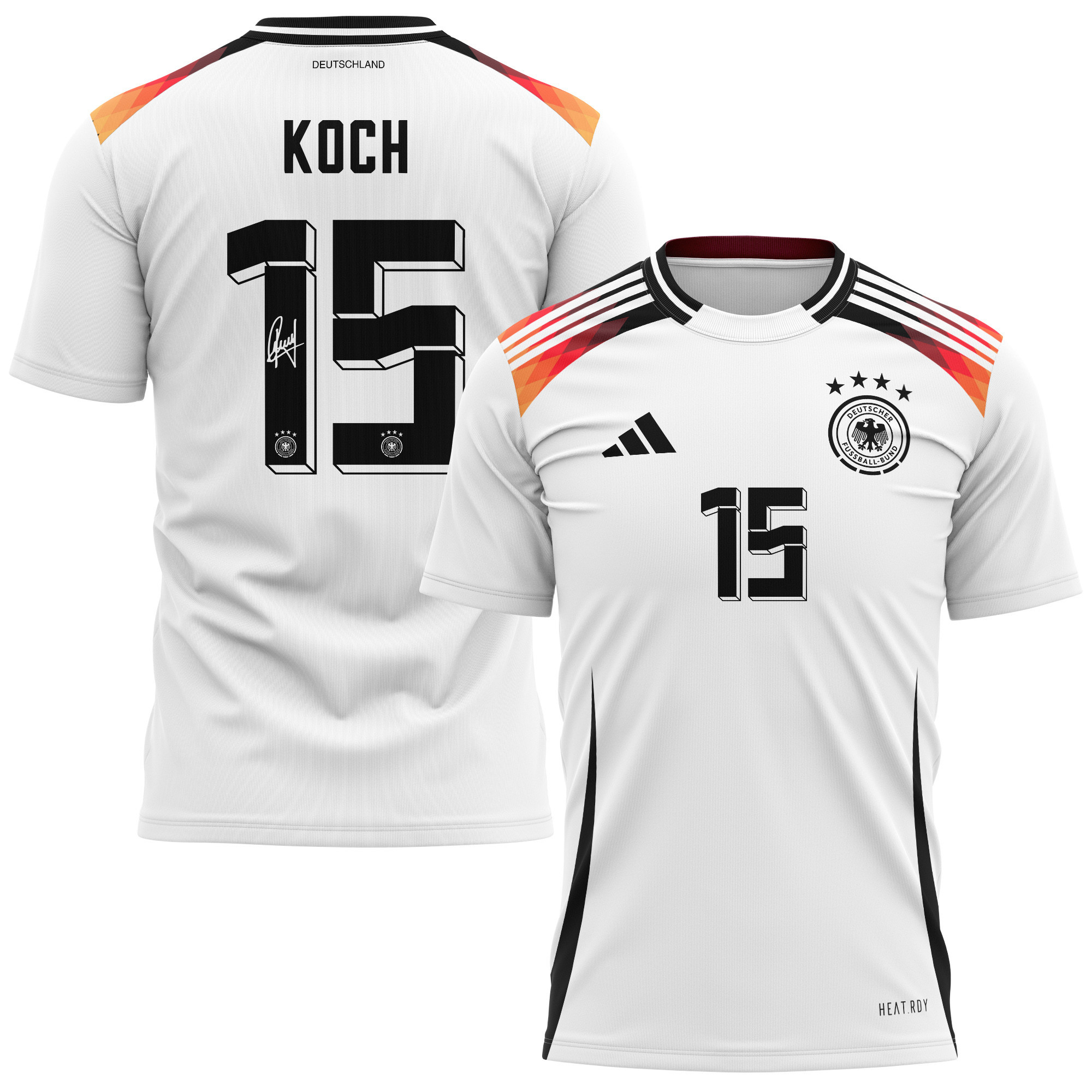 Robin Koch 15 Signed Germany National Team 2024 Home Kits AOP T-shirt Autographed- White