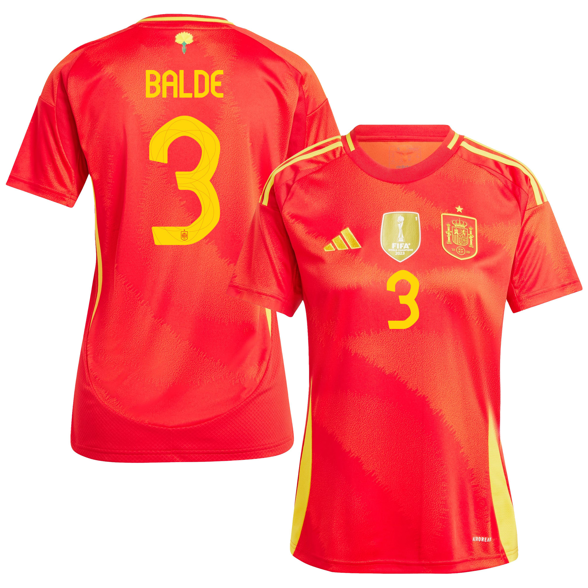 Alejandro Balde 3 Spain National Team 2024 Home WOMEN Jersey - Red