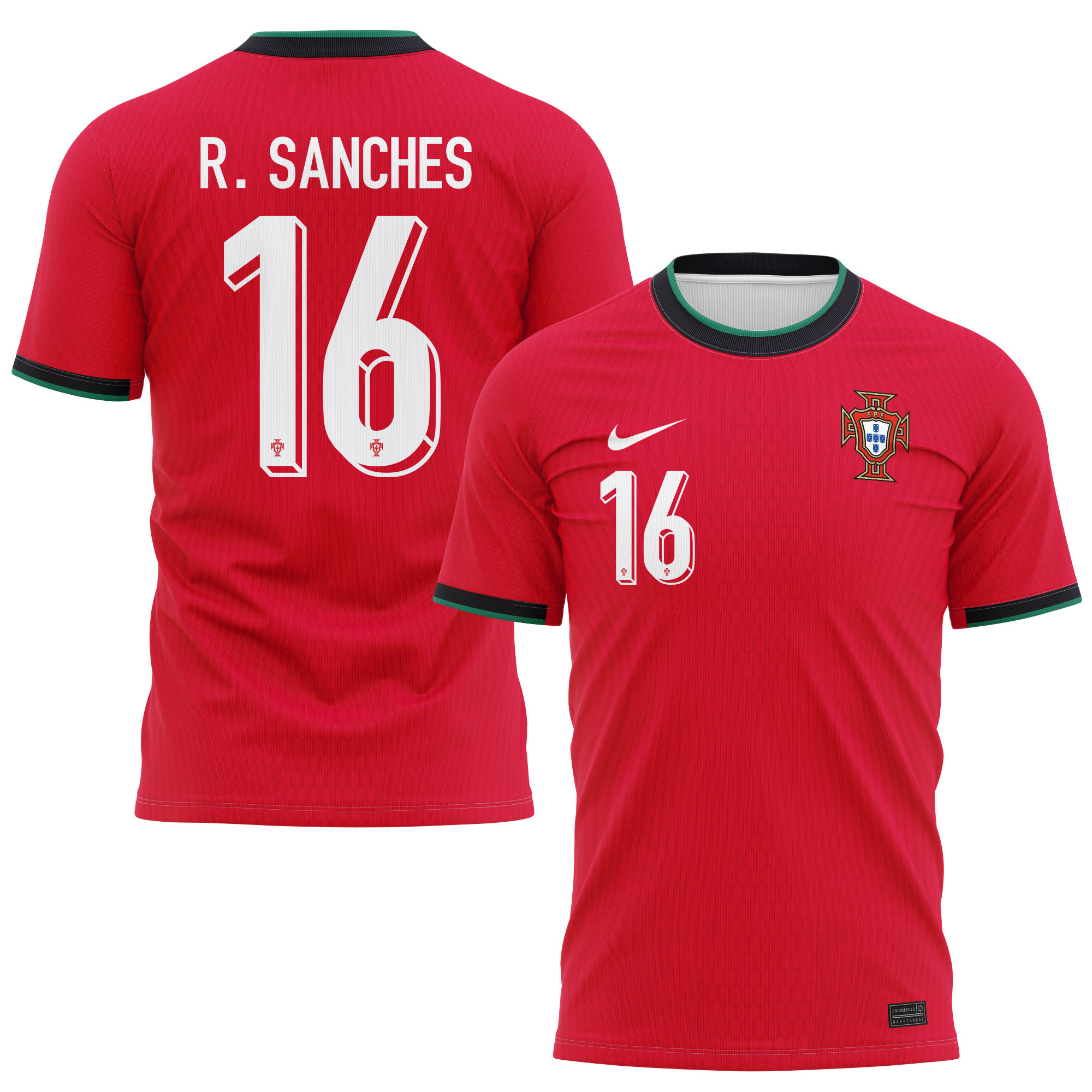Renato Sanches 16 Portugal National Team 2024/25 Home Kits AOP T-shirt - Red