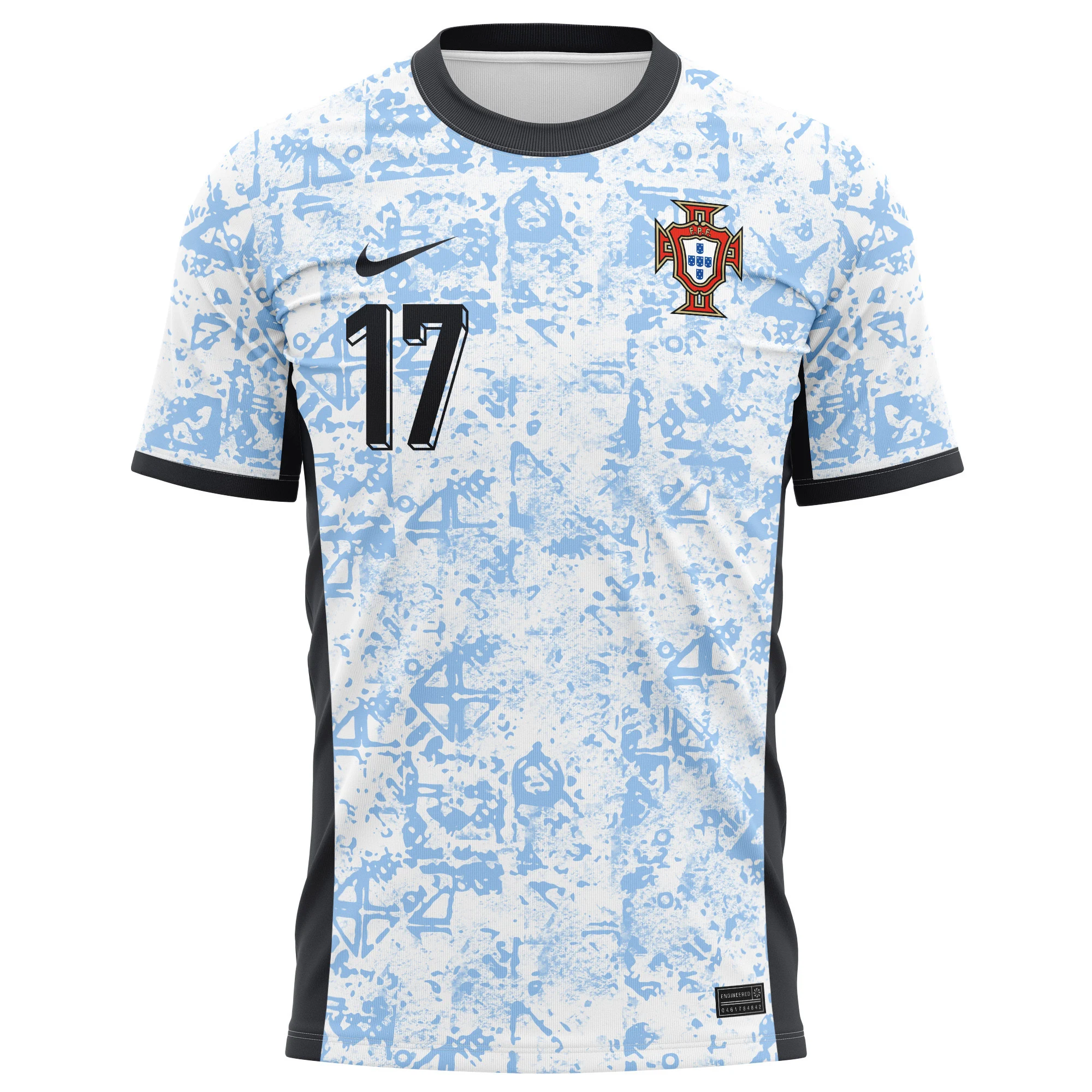 Bruma 17 Portugal National Team 2024/25 Away Kits AOP T-shirt - Cream/Blue