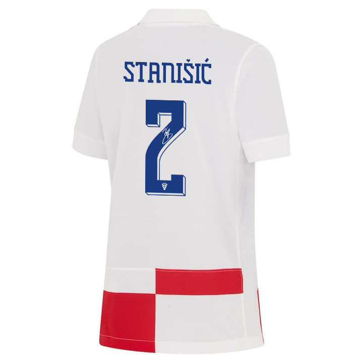 Josip Stanišić 2 Signed Croatia National Team 2024 Home YOUTH Jersey Autographed - White