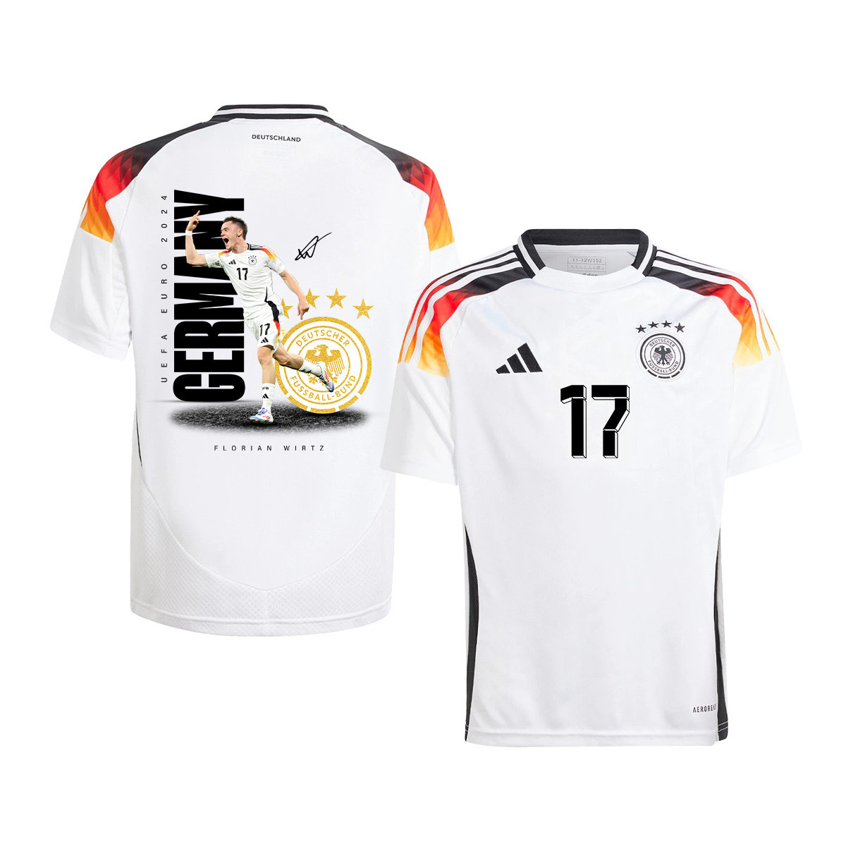 Florian Wirtz 17 Signed Game-changer Germany National Team 2024 Home YOUTH Jersey - White