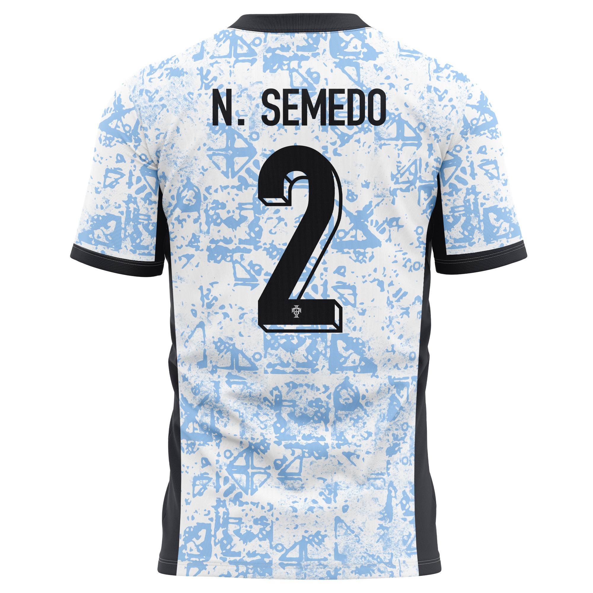 Nélson Semedo 2 Portugal National Team 2024/25 Away Kits AOP T-shirt - Cream/Blue