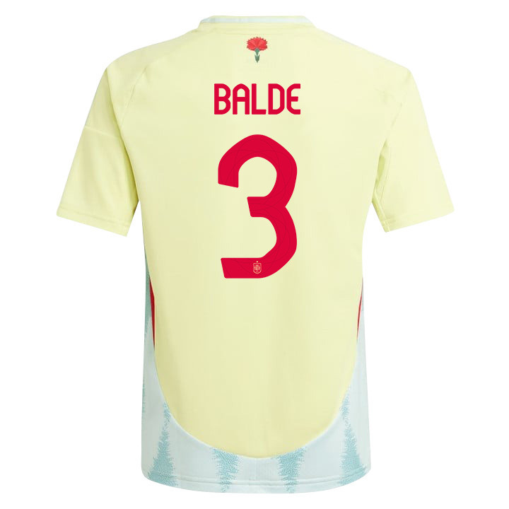 Alejandro Balde 3 Spain National Team 2024 Away YOUTH Jersey - Yellow