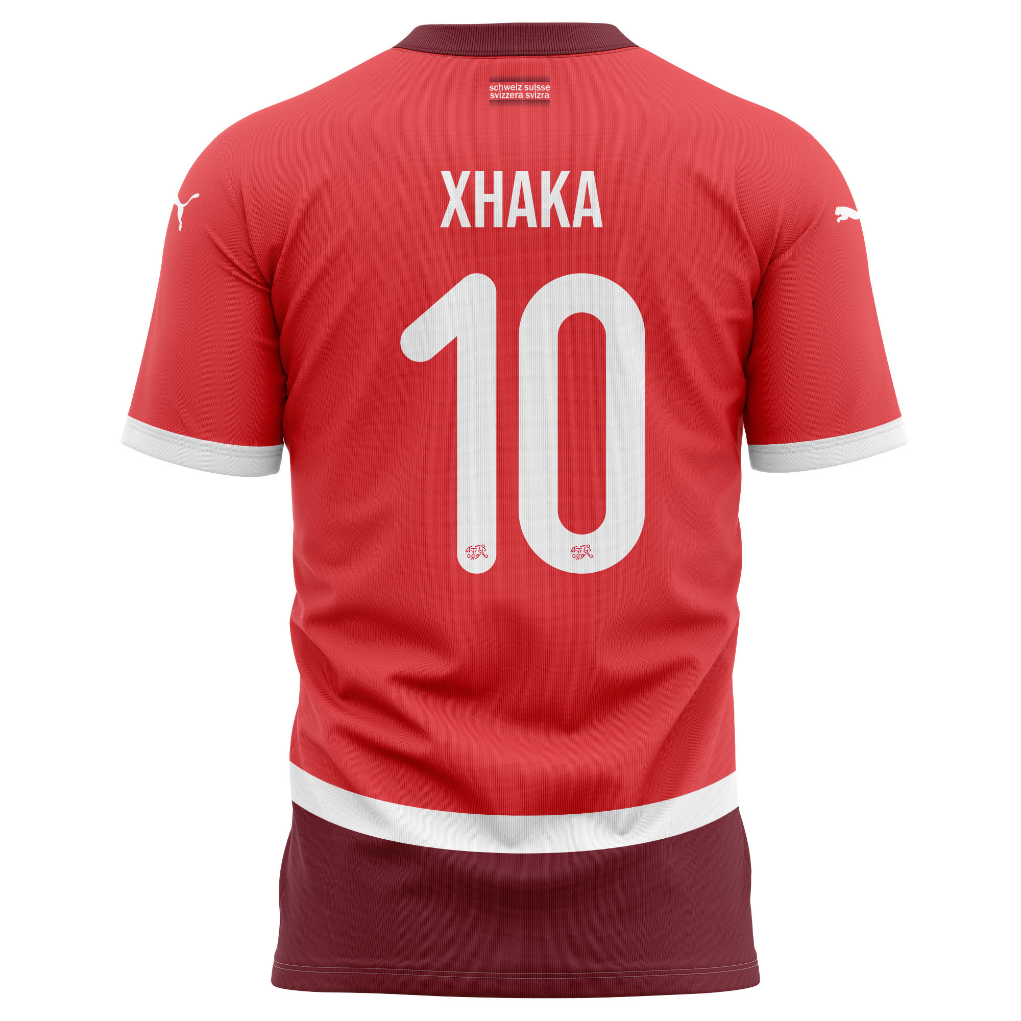 Granit Xhaka 10 Switzerland National Team 2024/25 Home Kits AOP T-shirt - Red