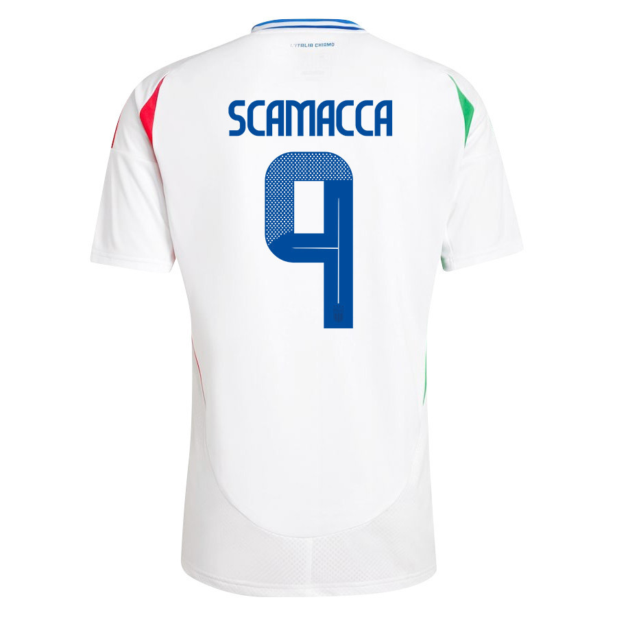 Gianluca Scamacca 9 Italy National Team 2024/25 Away Men Jersey - White