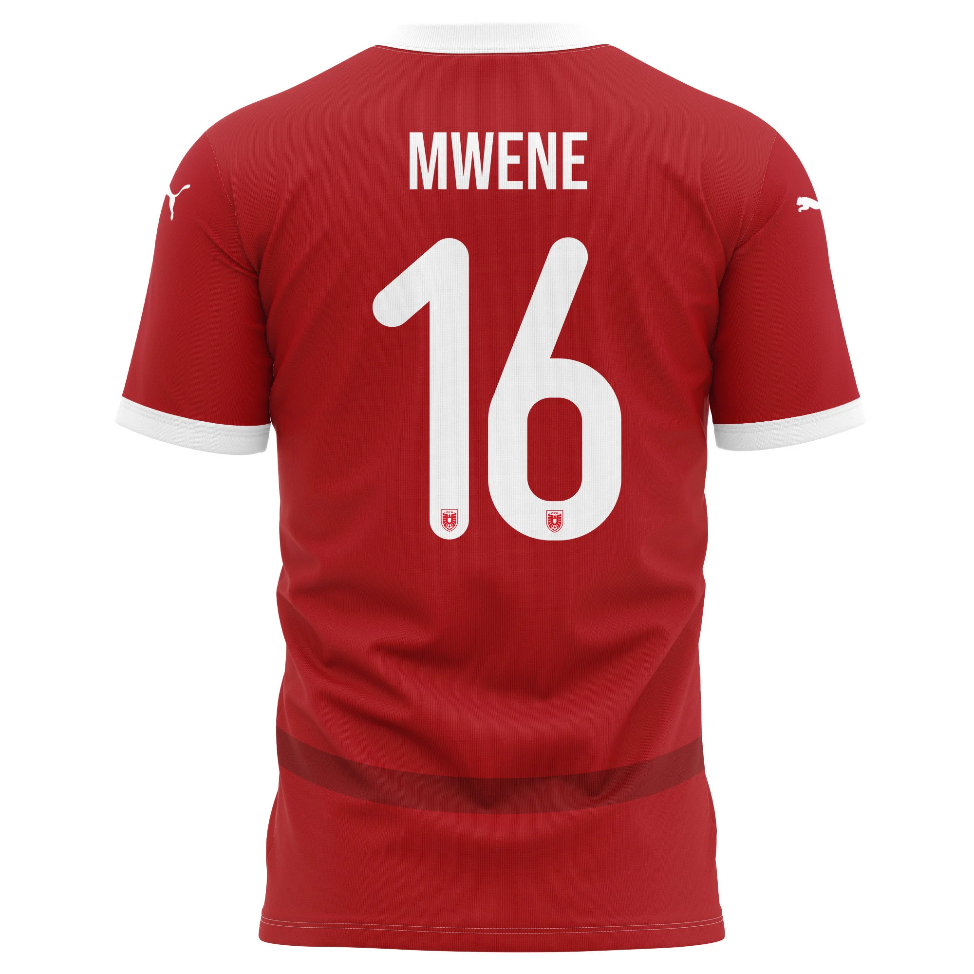 Phillipp Mwene 16 Austria National Team 2024/25 Home Kits AOP T-shirt - Red