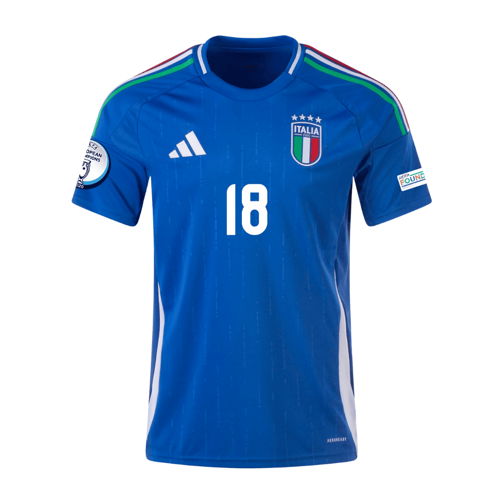 Nicolò Barella 18 Italy National Team 2024 Home Men Jersey - Blue