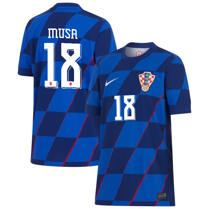Petar Musa 18 Croatia National Team 2024 Away YOUTH Jersey - Blue