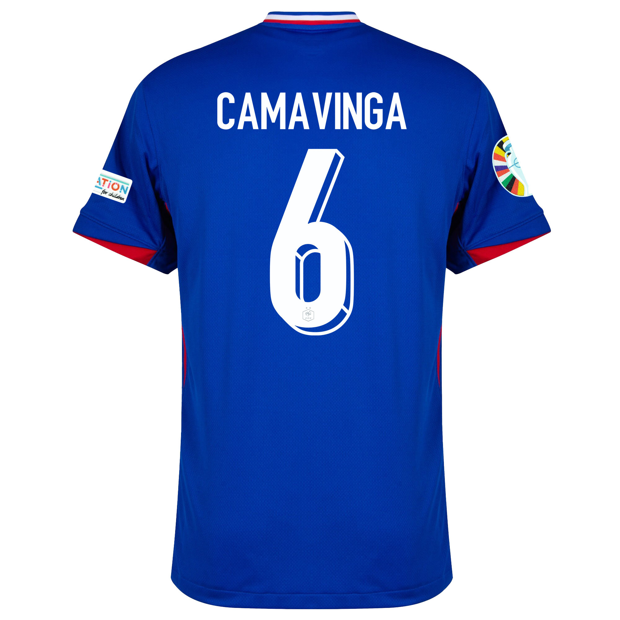 Eduardo Camavinga 6 France National Team 2024/25 Home Jersey - Euro UEFA Patch - Men, Blue