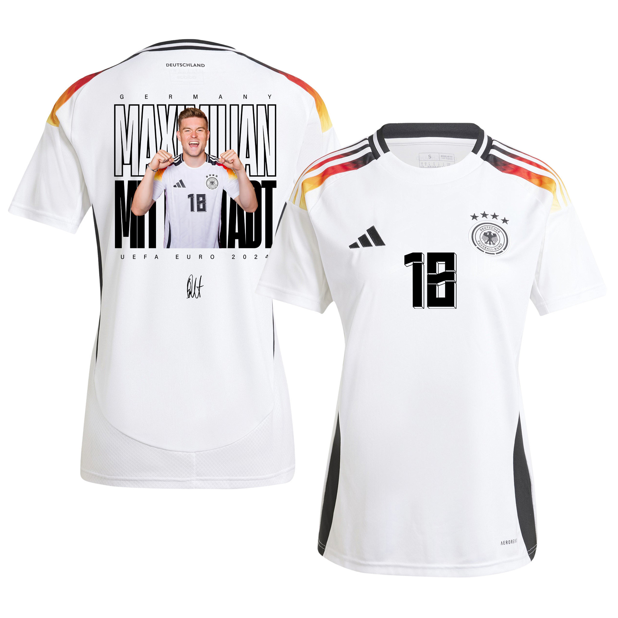 Maximilian Mittelstädt 18 Signed Young Talent Germany National Team 2024 Home WOMEN Jersey - White