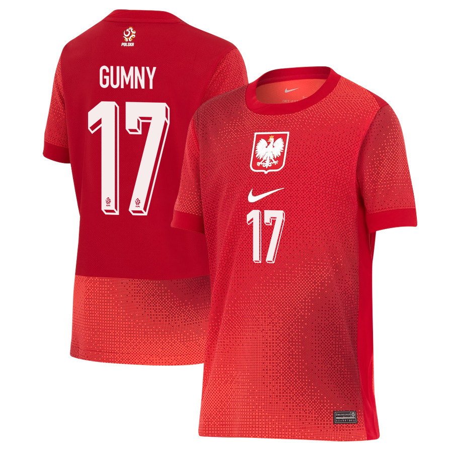 Robert Gumny 17 Poland National Team 2024/25 Away YOUTH Jersey - Red