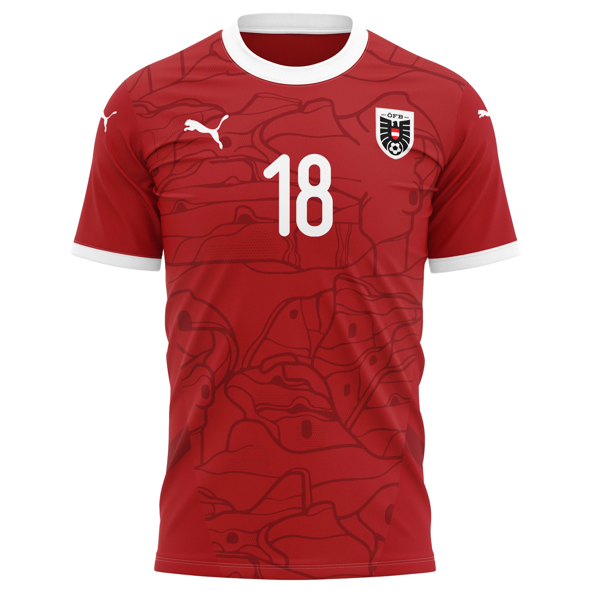 Romano Schmid 18 Austria National Team 2024/25 Home Kits AOP T-shirt - Red