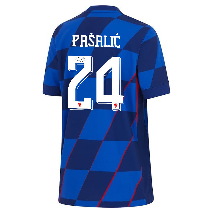 Marco Pašalić 24 Signed Croatia National Team 2024 Away YOUTH Jersey Autographed - Navy