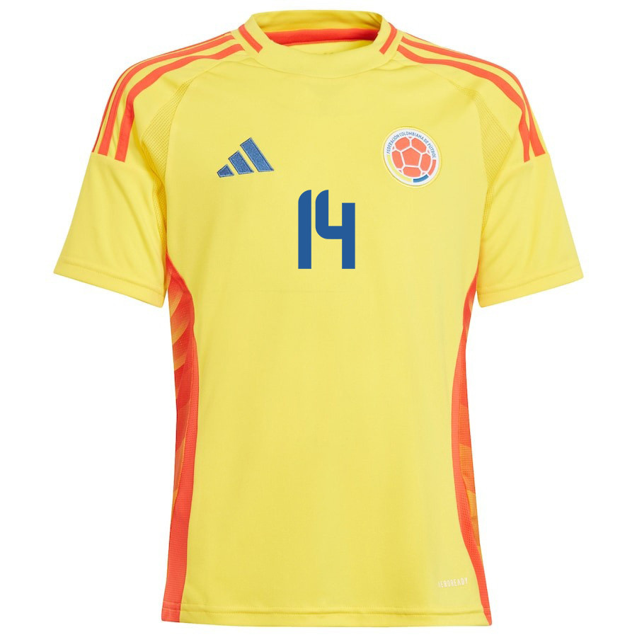 Jhon Durán 14 Colombia National Team 2024/25 Home YOUTH Jersey - Yellow