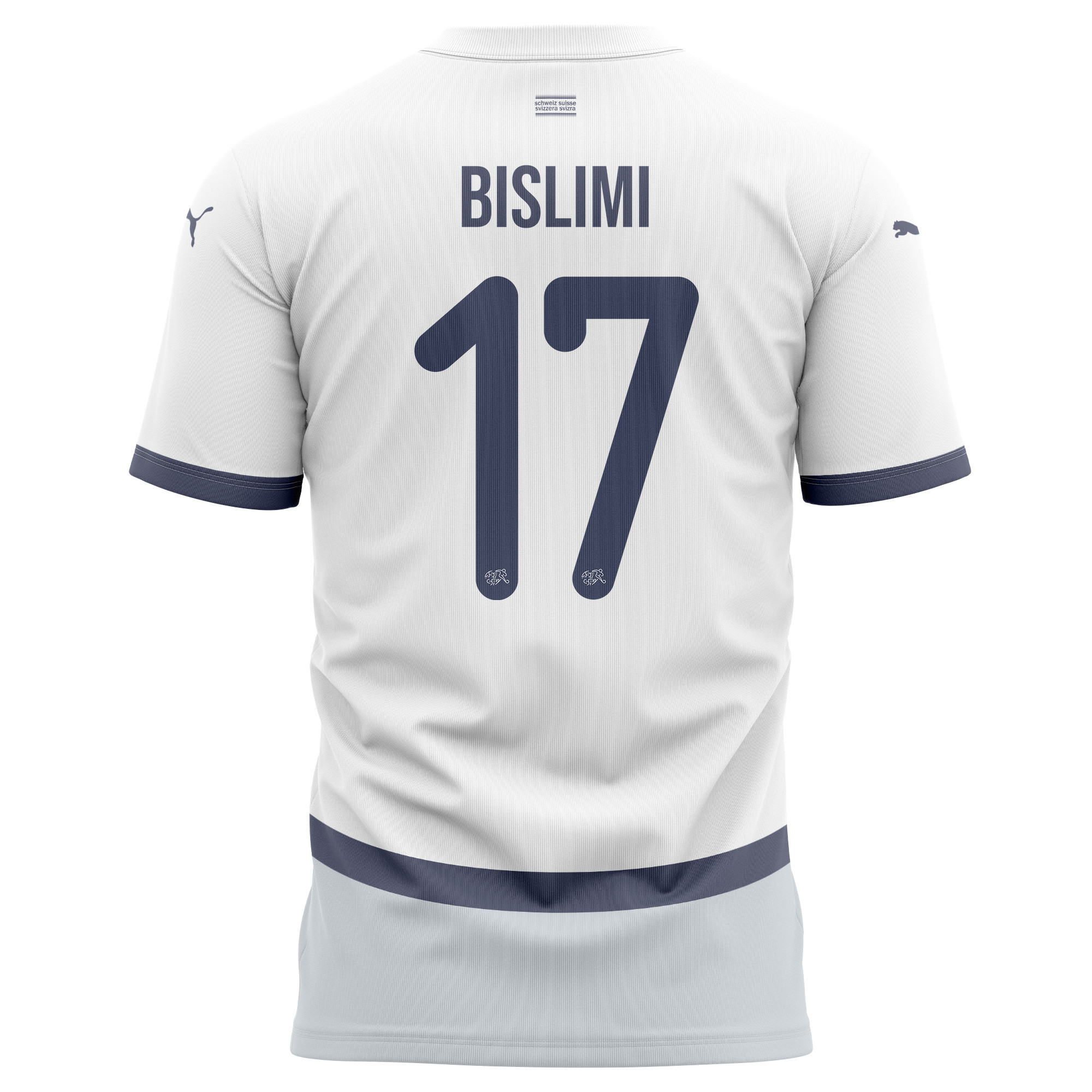 Uran Bislimi 17 Switzerland National Team 2024/25 Away Kits AOP T-shirt - White