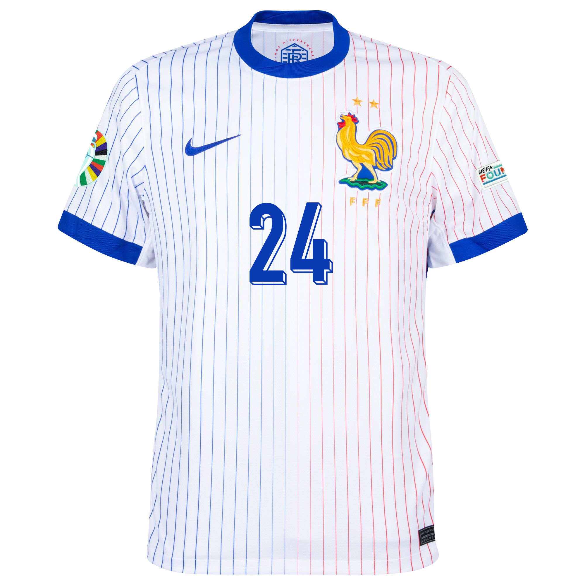 Ibrahima Konaté 24 France National Team 2024/25 Away Jersey - Euro UEFA Patch - Men, White