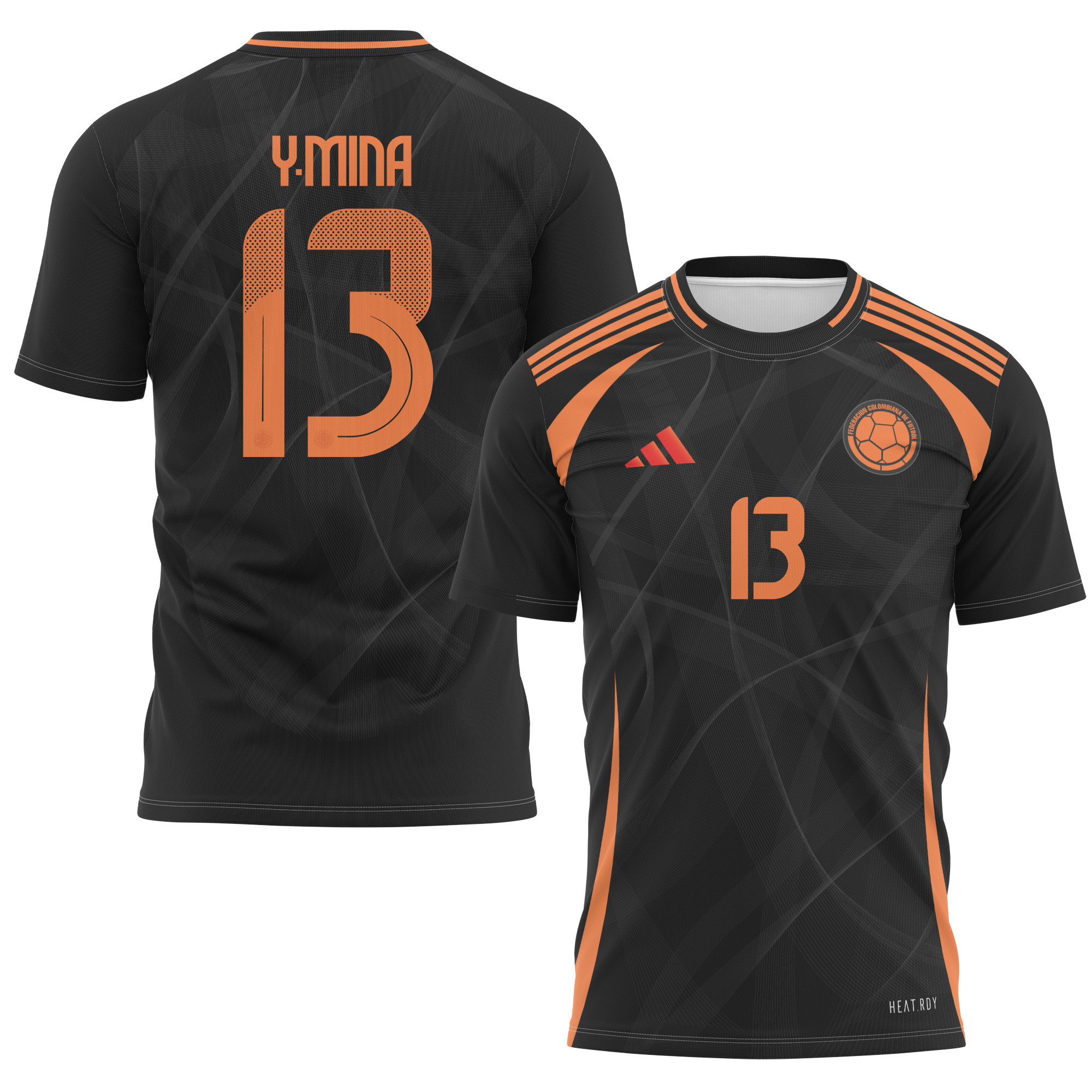 Yerry Mina 13 Colombia National Team 2024 Away Kits AOP T-shirt - Black