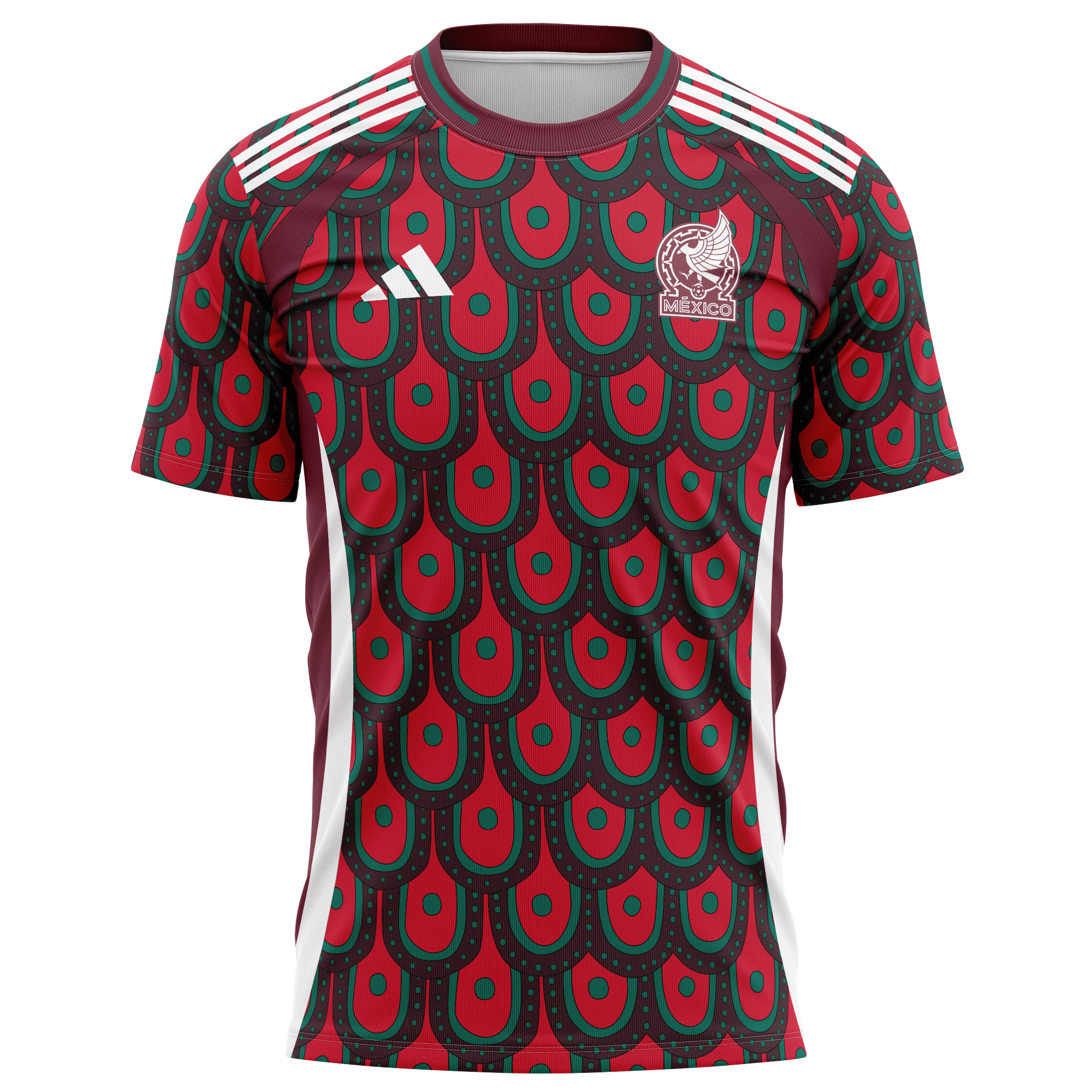 Mexico National Team 2024 Home Kits AOP T-shirt - Burgundy