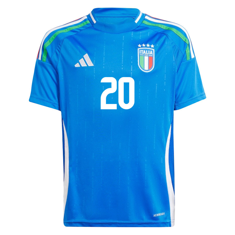 Mattia Zaccagni 20 Italy National Team 2024/25 Home YOUTH Jersey - Blue