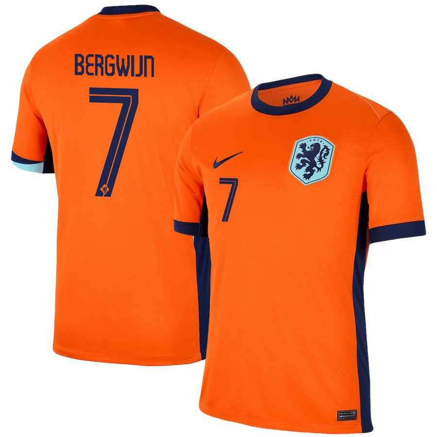 Steven Bergwijn 7 Netherlands National Team 2024/25 Home Men Jersey - Orange