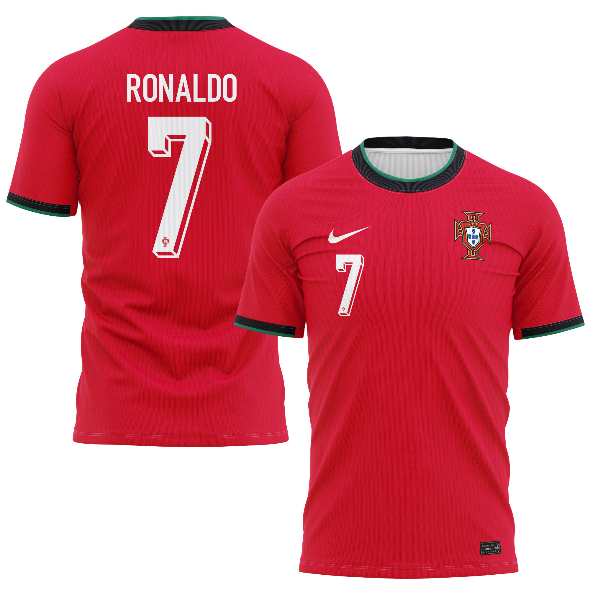 Cristiano Ronaldo 7 Portugal National Team 2024/25 Home Kits AOP T-shirt - Red