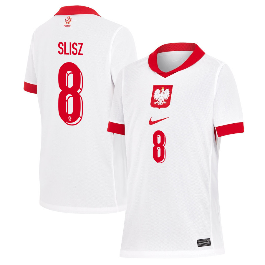 Bartosz Slisz 8 Poland National Team 2024/25 Home YOUTH Jersey - White