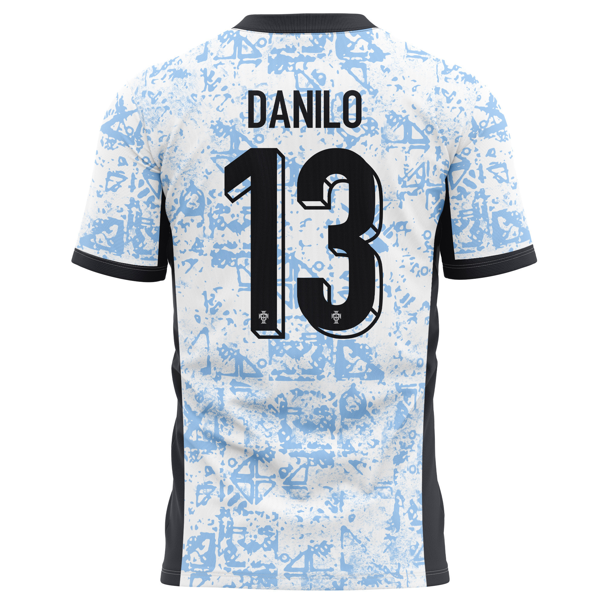 Danilo 13 Portugal National Team 2024/25 Away Kits AOP T-shirt - Cream/Blue
