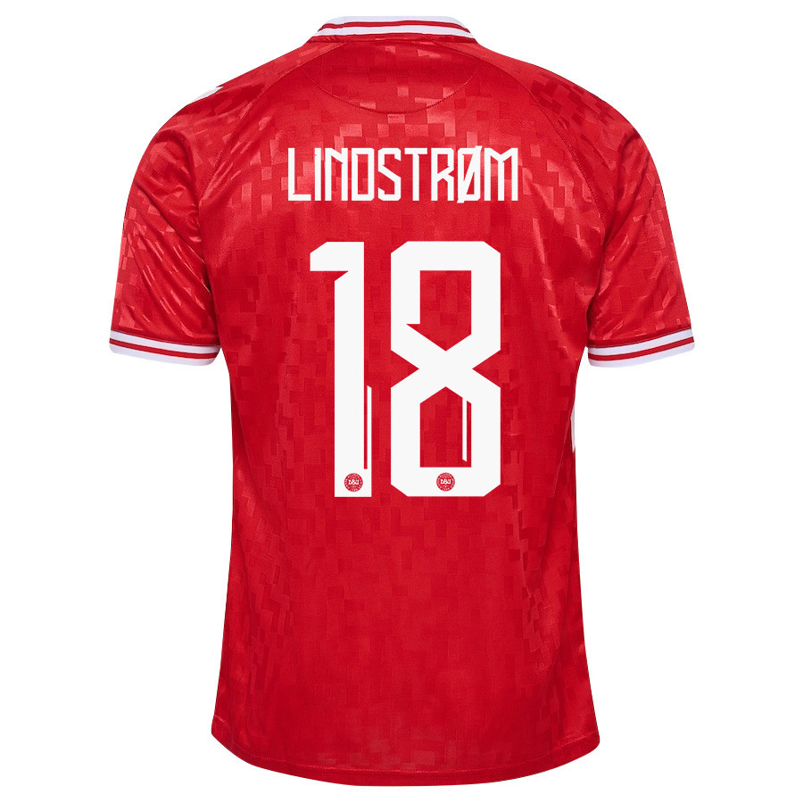 Jesper Lindstrøm 18 Denmark National Team 2024/25 Home Men Jersey - Red